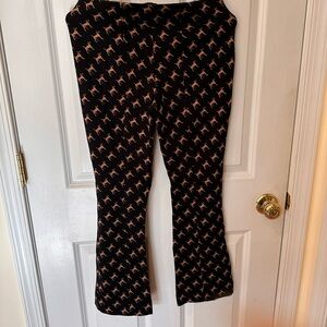Anthropologie Maeve Black Skirt with Tan Print